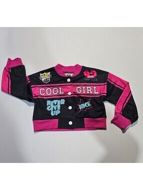 Girls black and pink Cool Girl button front jacket 3T/4T